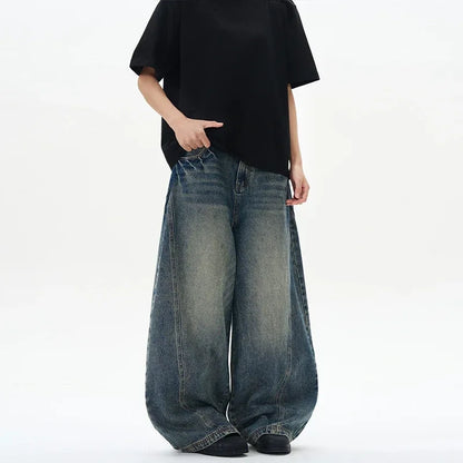 DARK BLUE BAGGY STYLE WIDE FIT PANTS