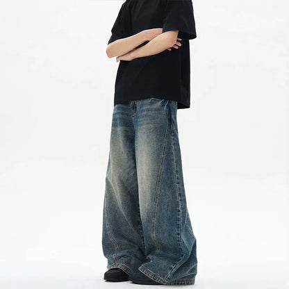 DARK BLUE BAGGY STYLE WIDE FIT PANTS