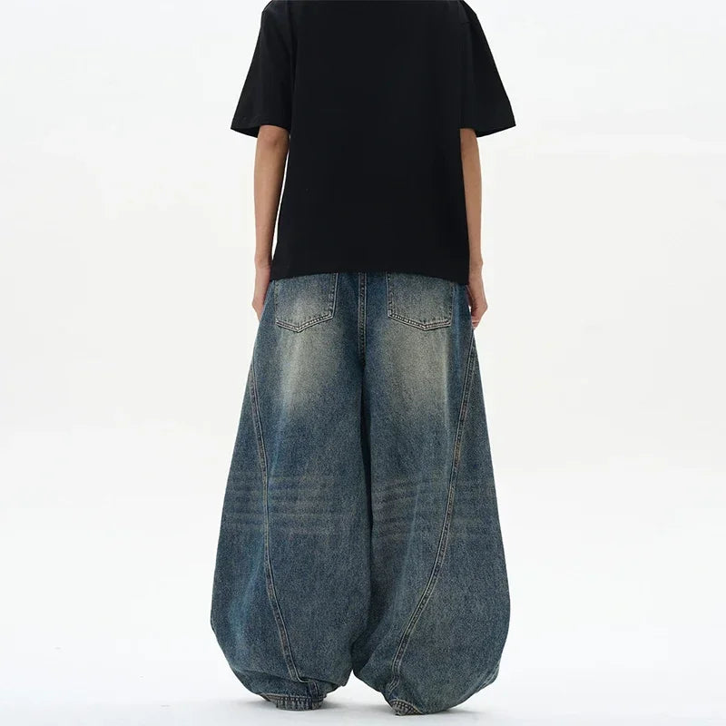 DARK BLUE BAGGY STYLE WIDE FIT PANTS