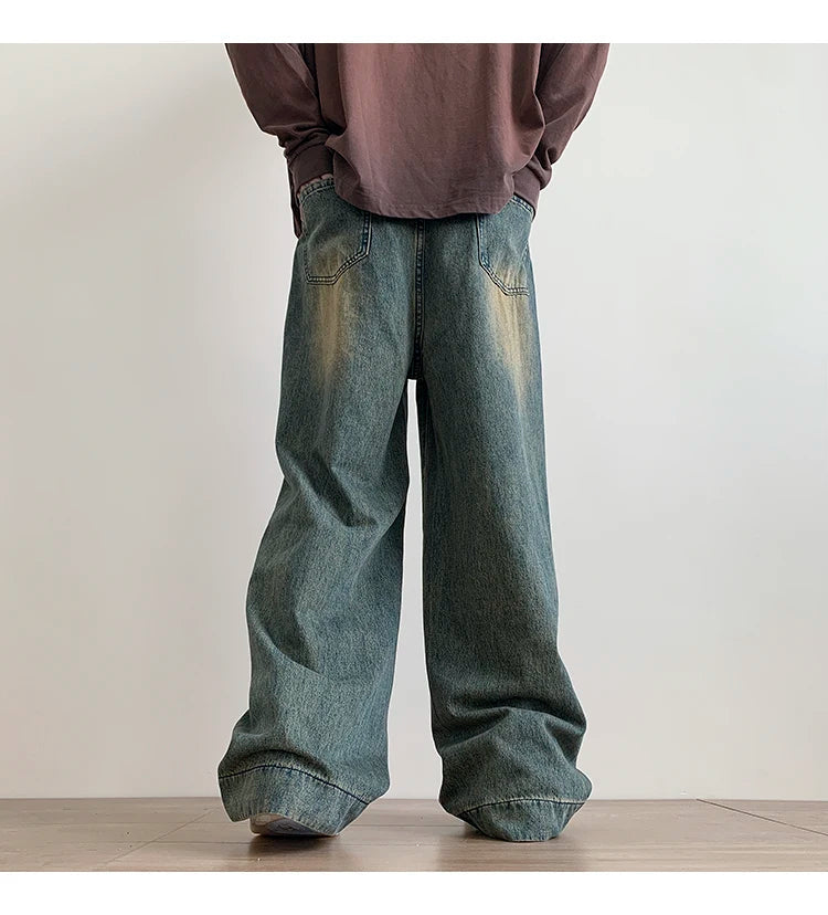 DISTRESSED-FADED DENIM JEANS