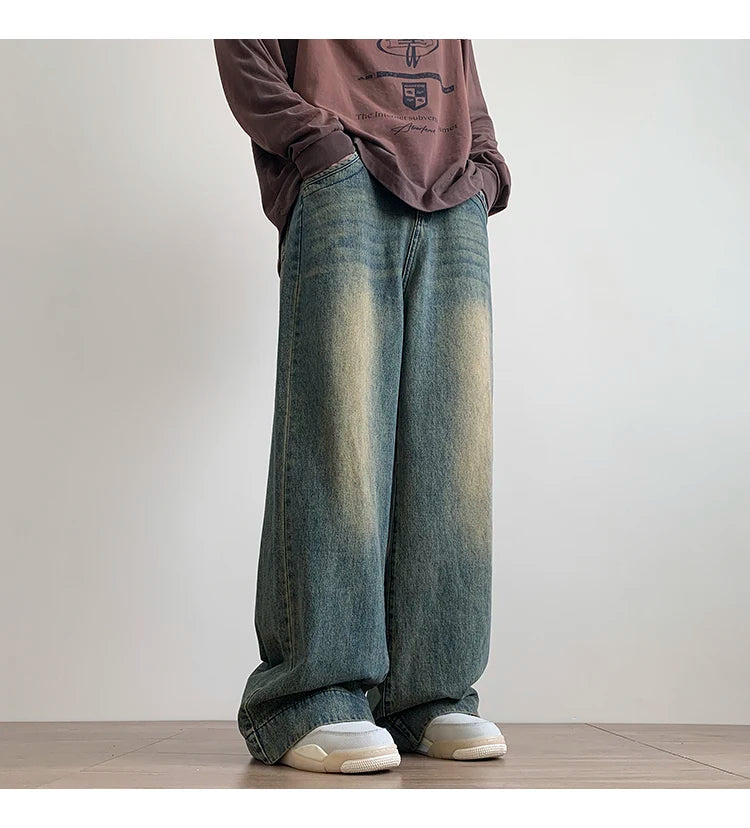 DISTRESSED-FADED DENIM JEANS